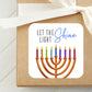 Let the Light Shine Hanukkah Menorah PRINTED 2" Square or Round Party Favor LABELS | Chanukah Stickers for Gifts [5035]