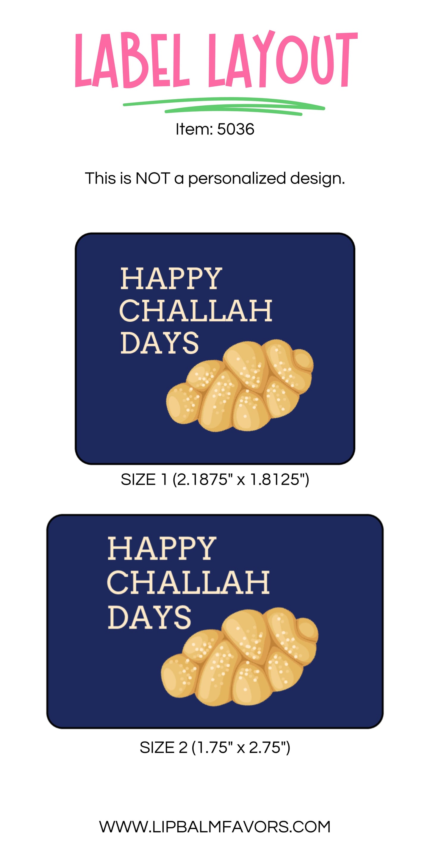 Happy Challah Days PRINTED Hanukkah Lip Balm Favors LABELS - Perfect Gifts for Children, Boys, Girls, Teens, and Family! [5036]