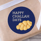 Happy Challah Days Hanukkah PRINTED 2" Square or Round Party Favor LABELS | Chanukah Party Supplies | Hannukah Stickers for Gifts [5036]