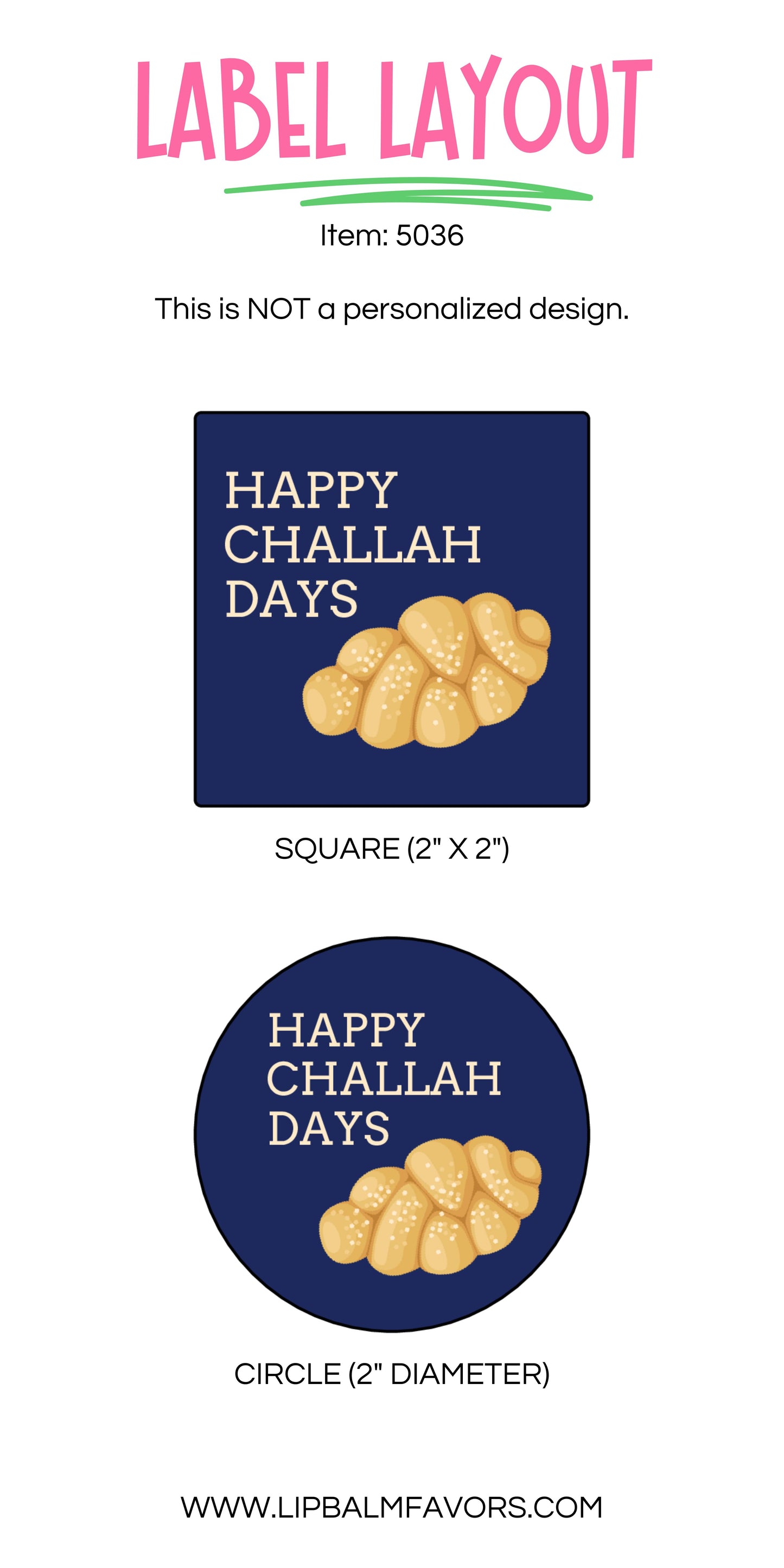 Happy Challah Days Hanukkah PRINTED 2" Square or Round Party Favor LABELS | Chanukah Party Supplies | Hannukah Stickers for Gifts [5036]