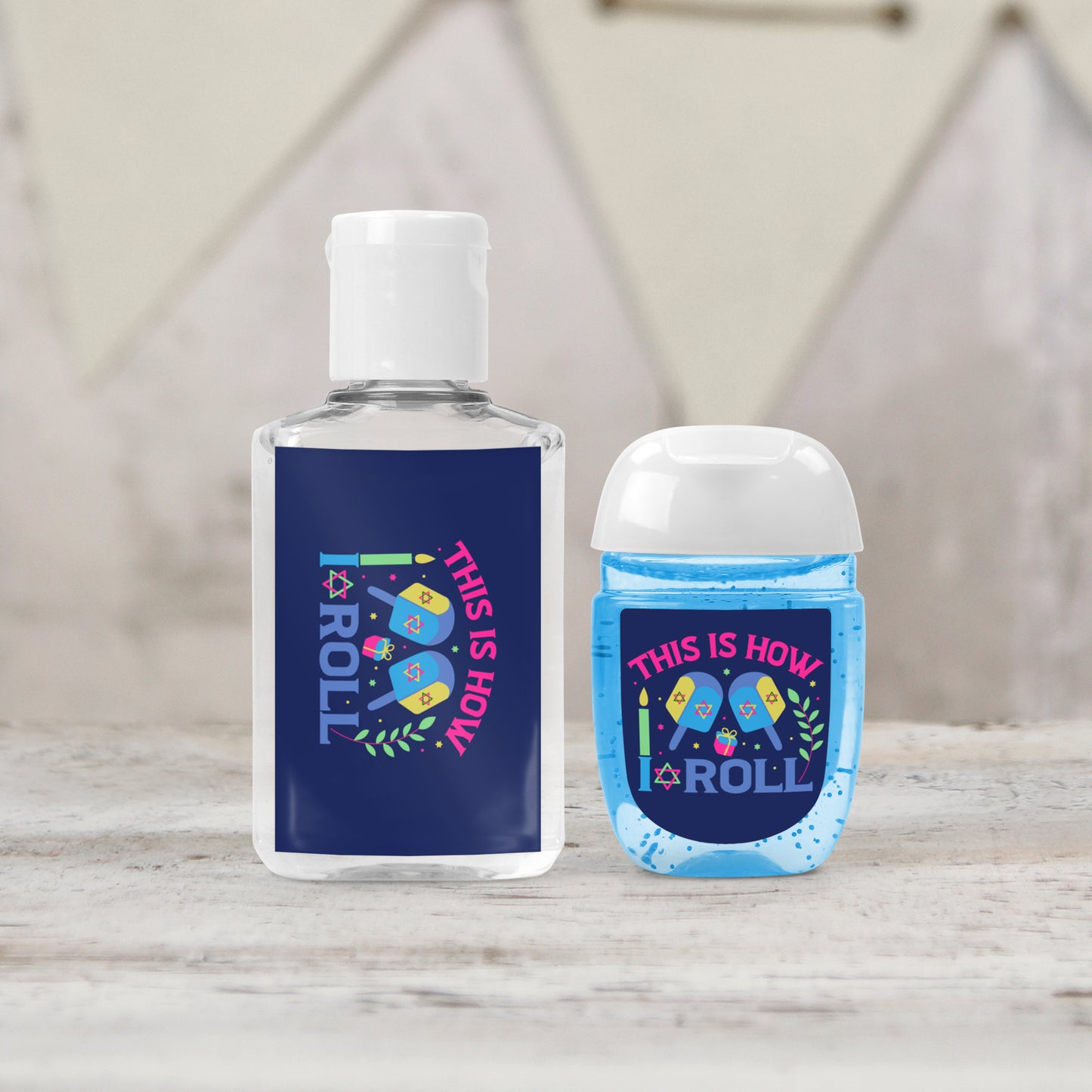 This is How I Roll Hanukkah PRINTED Hand Sanitizer LABELS | Festive Dreidel Design for Chanukah! Hanukkah Stickers for Gifts [5038]