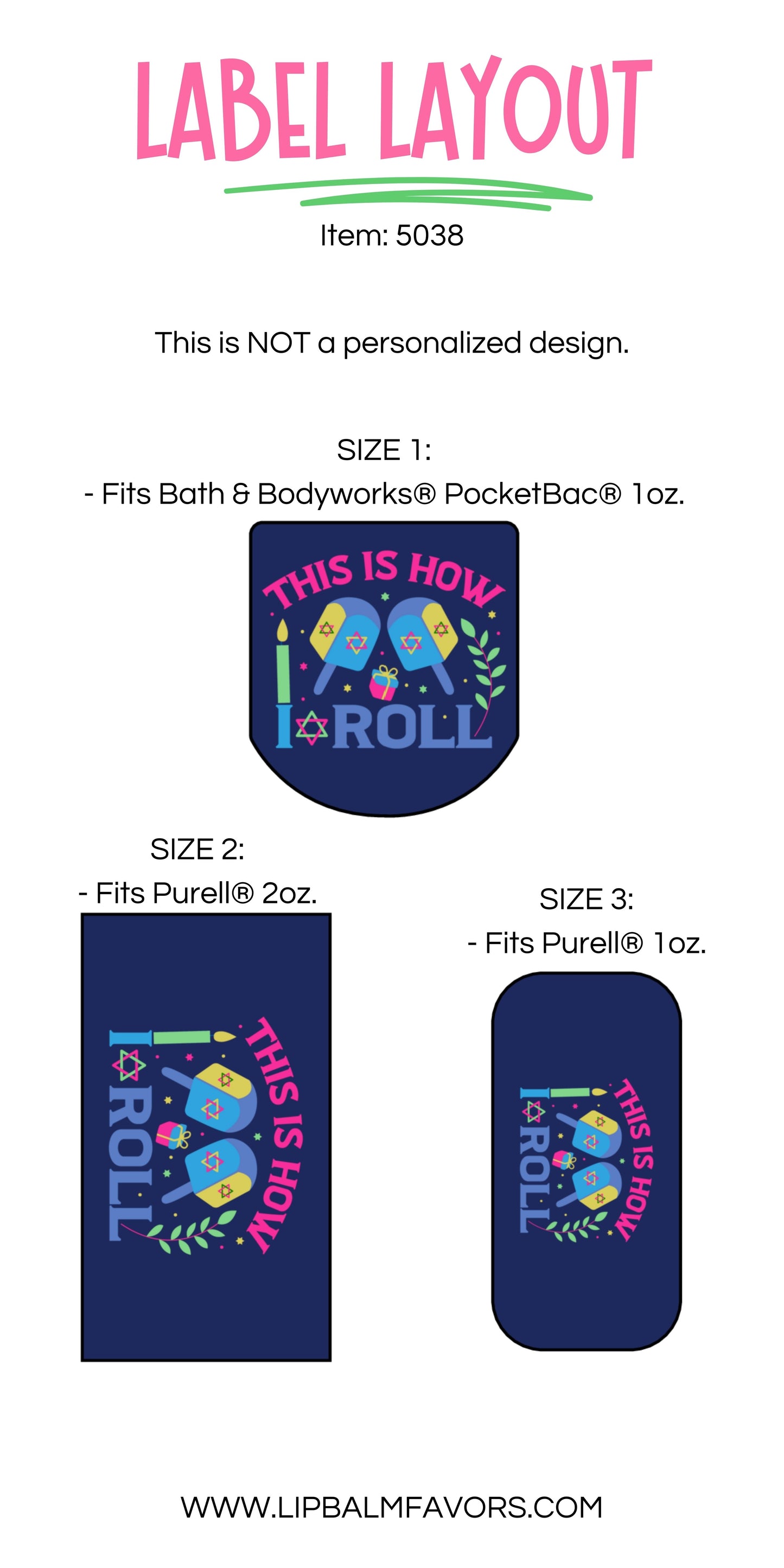 This is How I Roll Hanukkah PRINTED Hand Sanitizer LABELS | Festive Dreidel Design for Chanukah! Hanukkah Stickers for Gifts [5038]