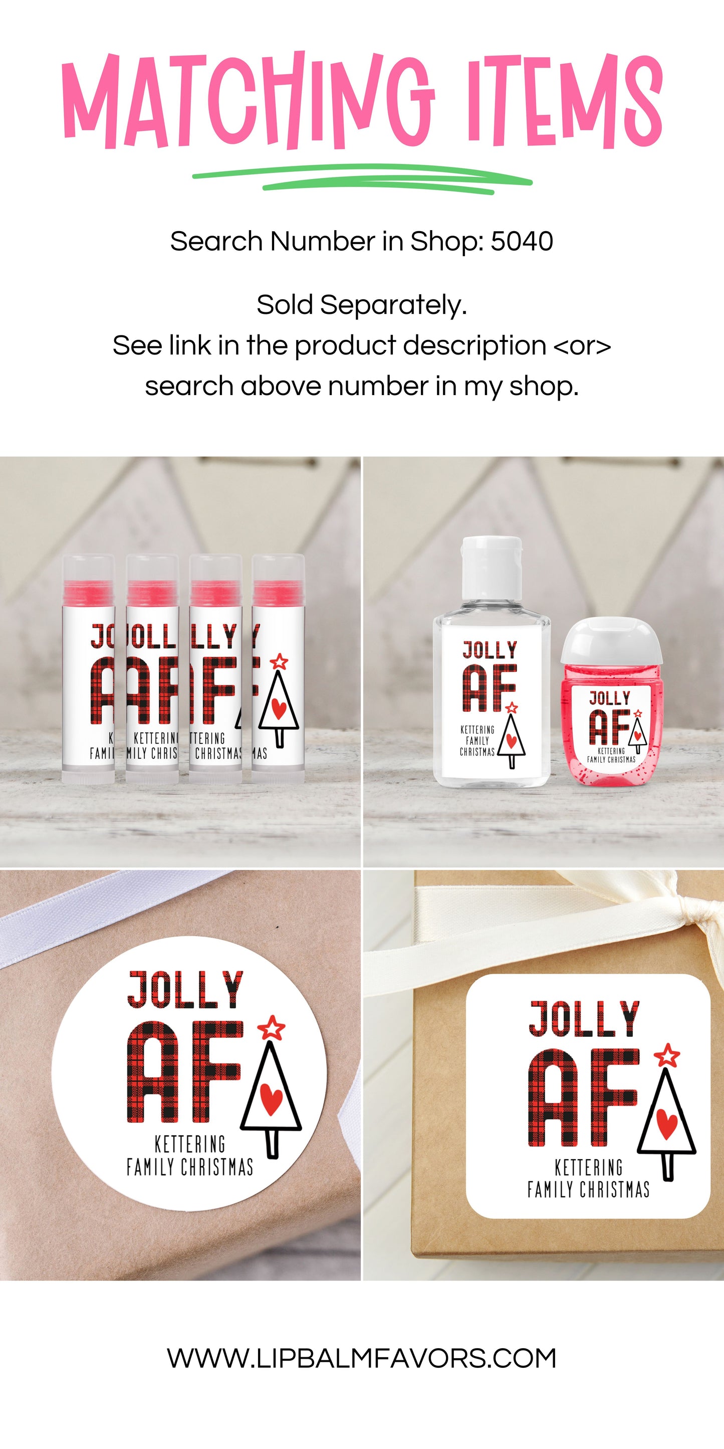 Jolly AF PRINTED Personalized Christmas Lip Balm Favors LABELS for Adults | Create the Perfect Party Gifts [5040]